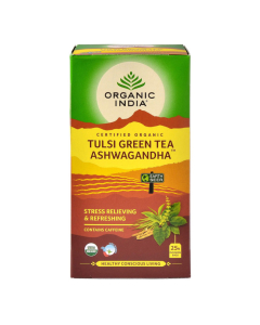 Organic India | Tulsi Green Tea |  Ashwagandha | 25 Infusion Bags