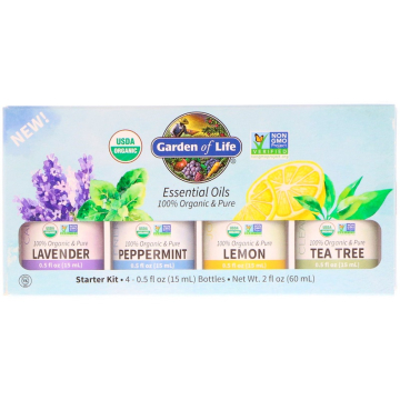 Organic Essential Oil Starter Pack by Garden of Life | 15 ml Each 