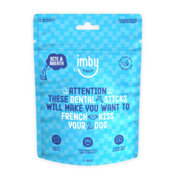 IMBY, Dog Treats for Fresh Breath and Dental Health/ Λιχουδιές για Σκύλους για Δροσερή Αναπνοή και Στοματική Υγεία, 100 γρ
