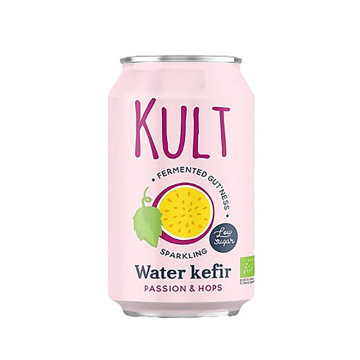 KULT, BIO Water Kefir Passion & Hops/ Βιολογικό Νερό Κεφίρ με Φρούτα του Πάθους και Λυκίσκο, 330ml