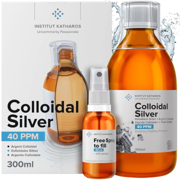 Institut Katharos, Premium Colloidal Silver 40ppm 300mL / Πιστοποιημένο Φυσικό Κολλοειδής Άργυρος, 40ppm 300μλ