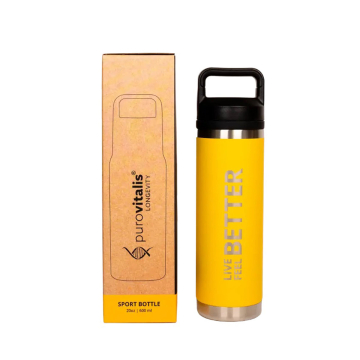 Purovitalis, Sport Bottle in Yellow, BPA Free/ Αθλητικό Μπουκάλι σε Κίτρινο Χρώμα, Χωρίς BPA, 600ml