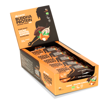 Iswari, BIO Buddha Protein Bar, Cacao & Roasted Almond, Gluten Free, 47g / Μπάρα Πρωτεΐνης με Κακάο & Καβουρδισμένο Αμύγδαλο, 47γρ.