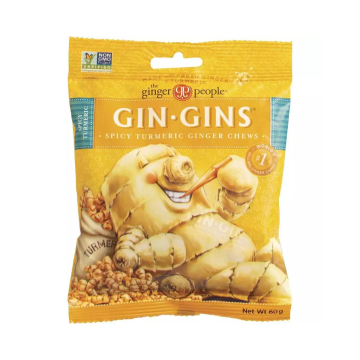 The Ginger People, Gin Gins Spicy Turmeric Ginger Chews/ Μασώμενες Λιχουδιές με Πικάντικο Κουρκούμη Τζίντζερ, 60γρ