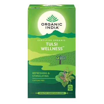 Organic India, BIO Tulsi Wellness Tea, Caffeine-Free, 25 Infusion Bags / Τσάι για Ευεξία με Τούλσι, Χωρίς Καφεΐνη, 25 φακελάκια